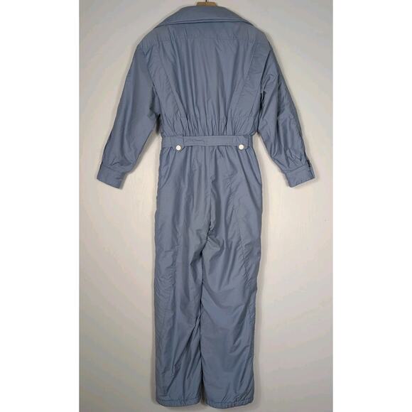 Vintage Bogner Ski Suit Womens 12 Blue One Piece Snowsuit Belted Puffer Retro - Picture 2 of 16
